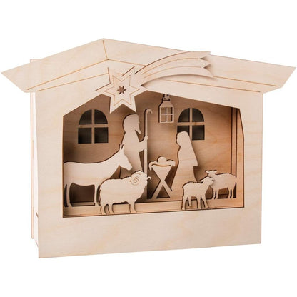 219113 - RAYHER 62889505 Kit bois Cadre 3D, FSCMixCred., natyrë, 24x24x6.3cm, 13 copë