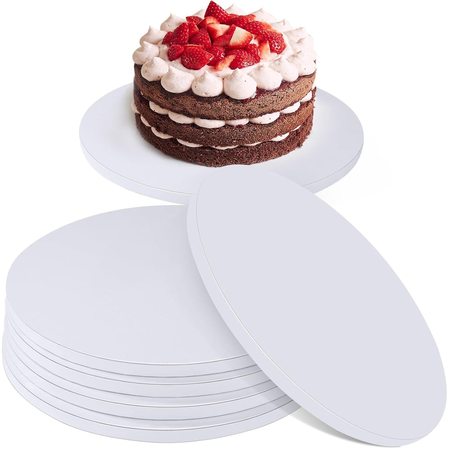 258048 - OTAUOAEA Tavë Torte e Rrumbullakët me 5 Pjesë, e Bardhë, 30 cm, Tavë prej Kartoni 11 mm, E Ripërdorshme dhe Rezistent ndaj Yndyrës