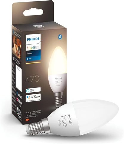 227385 - PHILIPS HUE Qirinj E14, 470lm, me errësim, dritë e bardhë e ngrohtë, e kontrollueshme me aplikacionin, 1 pako
