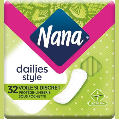 307080 - NANA DAILIES Mbështjellëse të tejdukshme Style - Ultra të holla dhe të ajrosura, 32 mbulesa në qese individuale