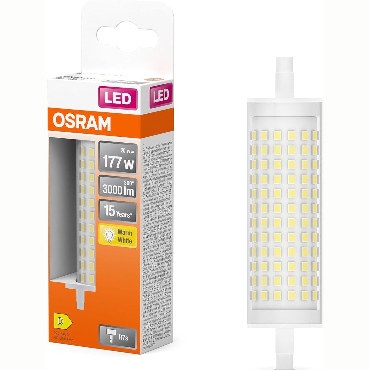 261752 - OSRAM Llambë LED Line me filament, plastike transparente, 20 W, R7s, 3000 lm, dritë e bardhë e ngrohtë 3000 K