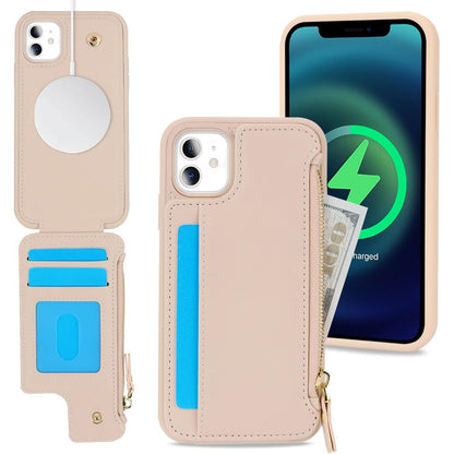 294589 - SailorTech Mbrojtëse për iPhone 11 me Mbajtëse Kartash, Mbulesë me Zinxhir, Bezhë
