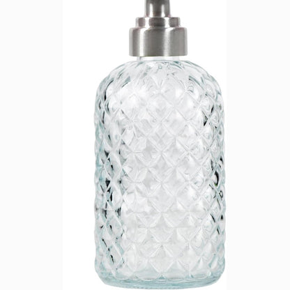 258252 - Dispenser sapuni prej qelqi për banjo dhe kuzhinë, me pompë çeliku inox 304, kapacitet: 500 ml