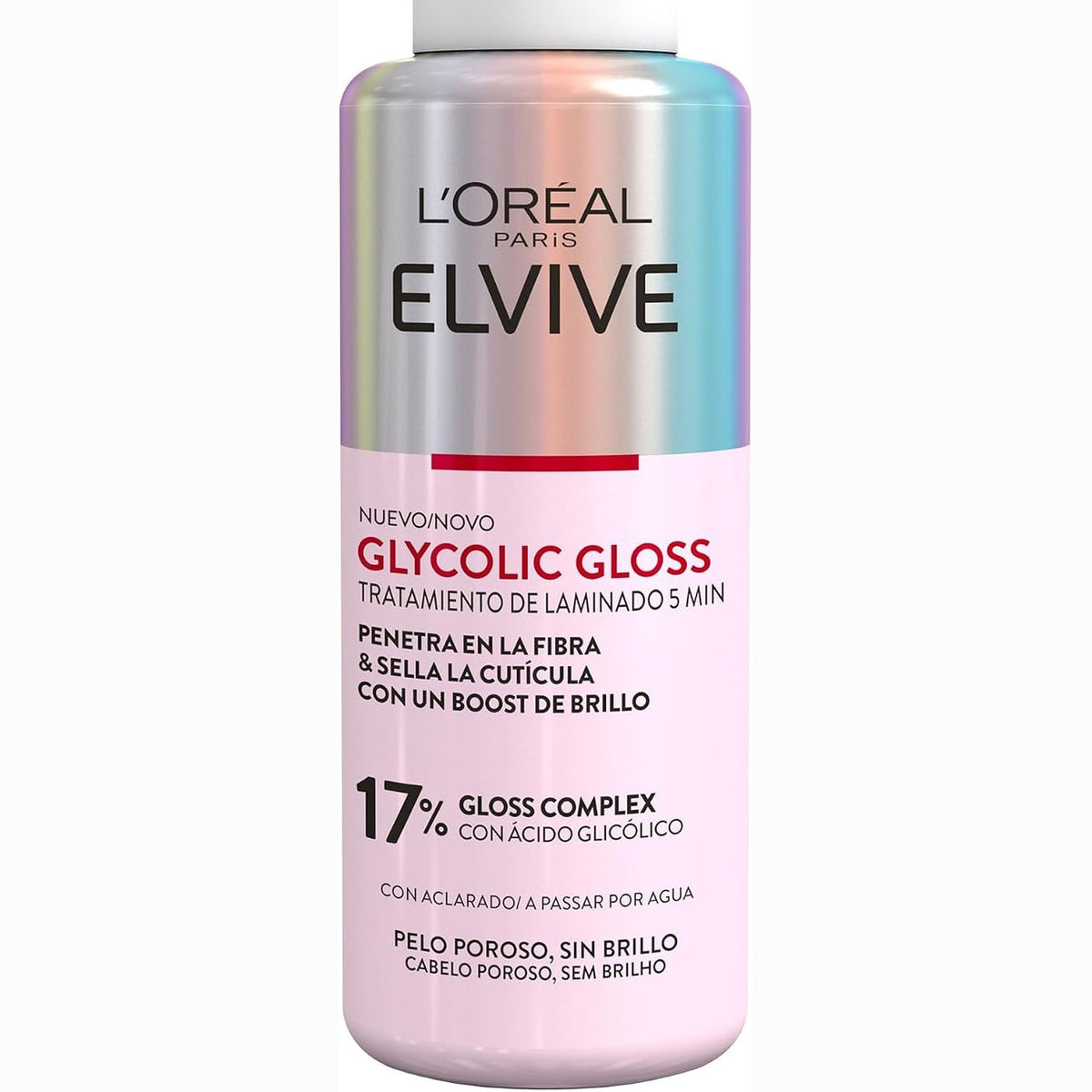 301335 - ELVIVE Glycolic Gloss, Trajtim Laminues me Acid Glikolik dhe Kompleks Gloss, 200 ml, për Shkëlqim dhe Riparim të Flokëve Porozë dhe të Tharë