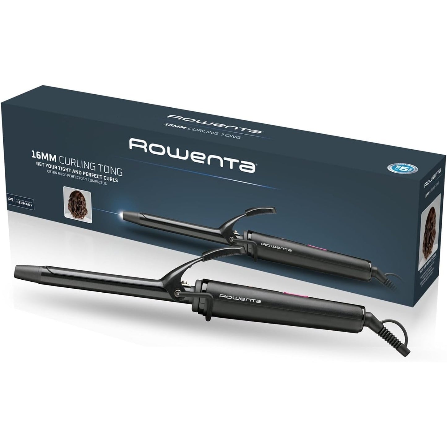271980 - ROWENTA Hekur kaçurrelash CF2119, 16 mm, Kaçurrela të forta, Veshje qeramike, Nxehtësi e butë, Majë e ftohtë, Kordon rrotullues 360°, Përdorim i sigurt, E zezë/E kuqe