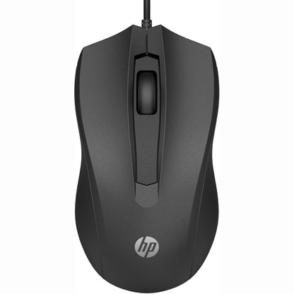 295394 - HP Maus 100 me kabllo, maus optik USB 1600 DPI, 3 butona, dizajn ergonomik, plug & play, për PC, laptop, Windows, macOS, i zi