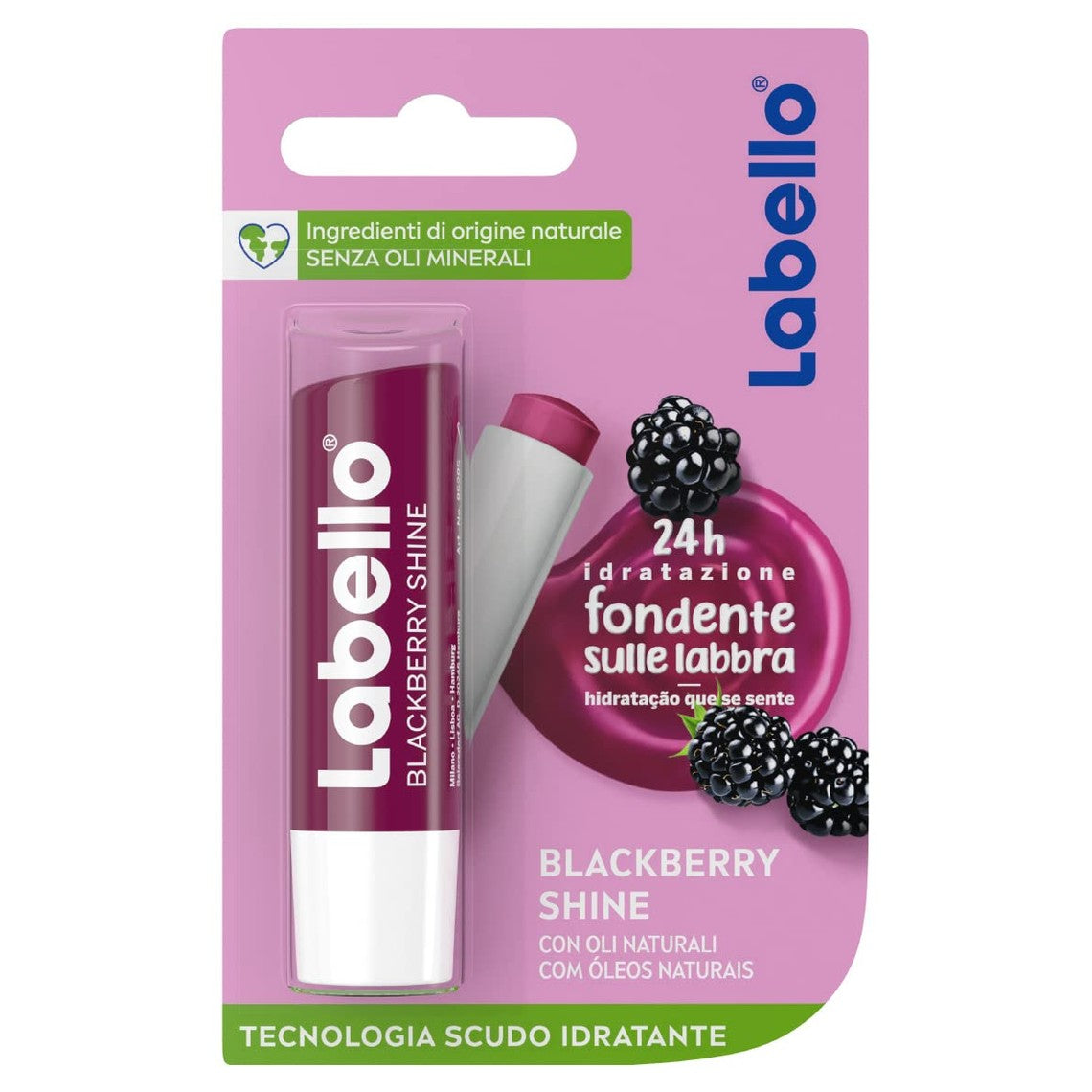 302675 - LABELLO - Balsam buzësh Blackberry Shine (4.8 g) - Balsam hidratues 24-orësh me përbërës natyralë