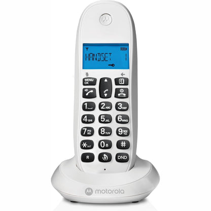 268633 - MOTOROLA C1001CBW+, Telefon dixhital pa tel DECT, Modaliteti i bllokimit të thirrjeve, ID e thirrësit, Funksioni pa duar, 50 numra, Ekran me ndriçim, i bardhë