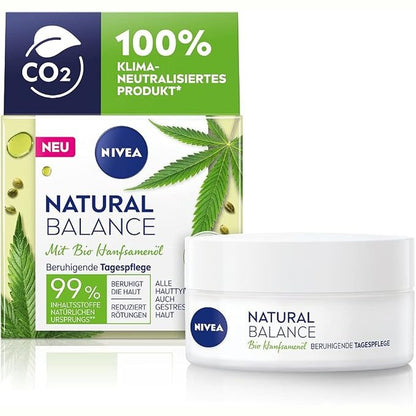 303884 - NIVEA - Krem Dite Qetësues, 50 ml, krem hidratues me vaj organik të farave të kërpit, vaj jojoba dhe bajamesh, zvogëlon skuqjen