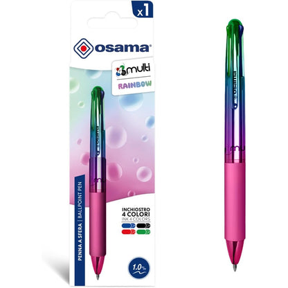 269616 - OSAMA Stilolaps shumëngjyrësh 4 Multi Rainbow - 1.0 mm, 1 copë, bojë e zezë, blu, e kuqe, jeshile