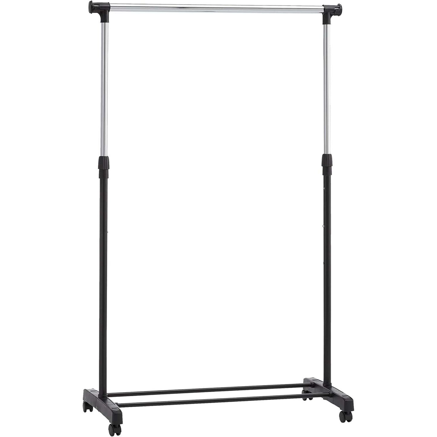 187684 - AMAZON BASICS - Rafti Me Rrota për Veshje, Materiali: Krom, Madhësia: 91.5-145cm (Gjërësi x Gjatësi x Lartësi)