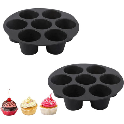 220668 - Set me 2 forma silikoni për kekë të vegjël për 7 kekë të vegjël, brownie dhe puding - i zi