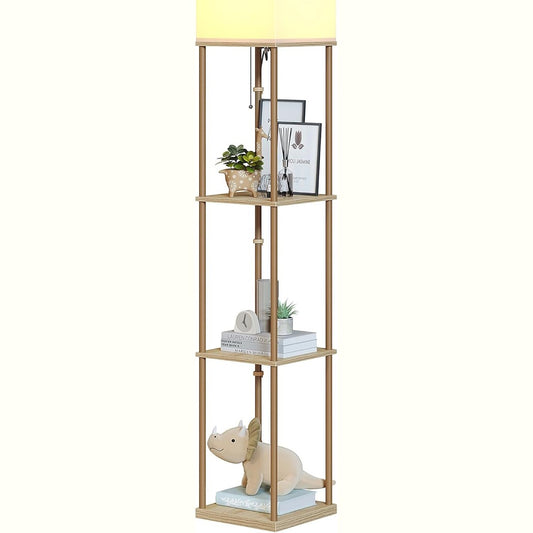 239488 - SUNMORY Llambë Dyshemeje me Raft, 3 Temperaturë Ngjyrash, Llambë LED, Llambë në Këmbë për Dhomë Gjumi, Studio, Zyrë
