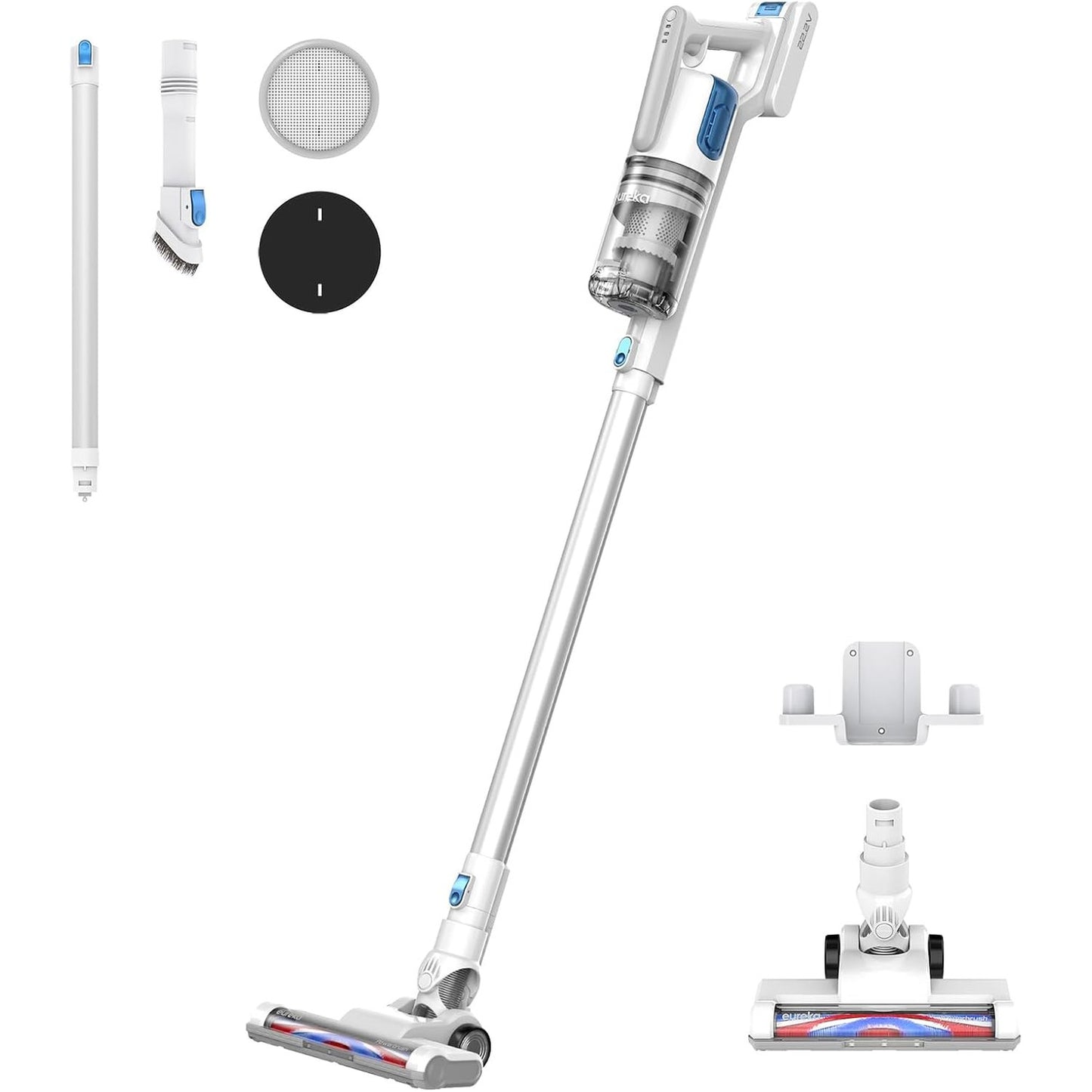 144250 - EUREKA Fshesë pa Tel BR5 2-në-1, lehtë dhe e hollë, motor pa furça, fuqi thithjeje 250W, e përshtatshme për dysheme dhe qilima të fortë