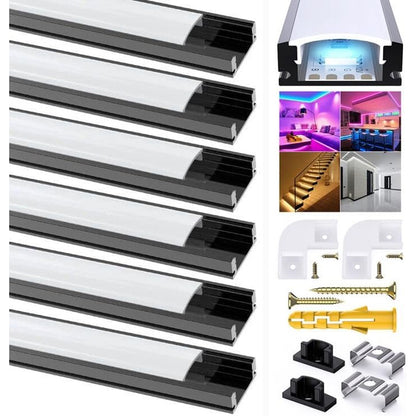 227545 - Chesbung Profil alumini për shirita LED, kanal me mbulesë të bardhë krem, difuzor dhe kapakë fundorë