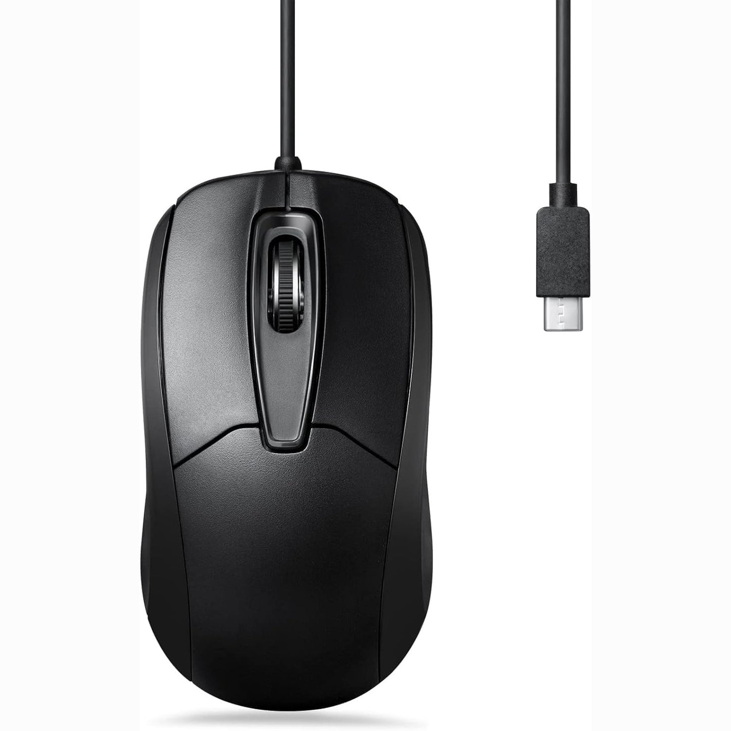 274056 - PERIXX Maus me kabllo USB-C PERIMICE-209C, rrotë lëvizëse, i përshtatshëm për dorën e majtë dhe të djathtë, për PC desktop dhe laptopë, i zi