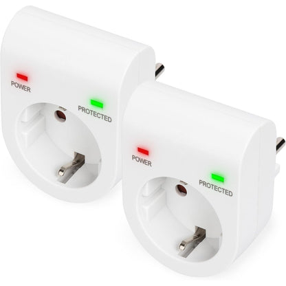 320293 - DIGITUS Adaptues Mbrojtjeje nga Rryma e Tensionit DN-95400, 2 copë, 16 A / 230 V / 50 Hz, Maks. 3,500 W, Tregues i Statusit LED, Rryma Maksimale e Shkarkimit 13,500 A - E Bardhë