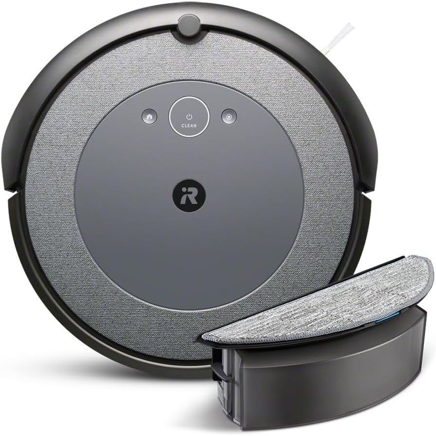 94073 - iROBOT Roomba Combo i5, Robot Fshesë-Larës Dyshemeje me Hartëzim Inteligjent dhe Wi-Fi, me Zbulim Pengesash dhe 2 Furça Gome për Shumë Sipërfaqe, i Programueshëm me Aplikacion dhe Asistent Zanor