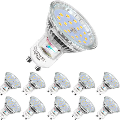 137352 - LLAMPA LED GU10, 5W ekuivalent me 60W halogjen, 600 lumen, drita e bardhë e ngrohtë 2700K, kënd rrezeje 120 gradë, paketë me 10 copë, jo e errësueshme