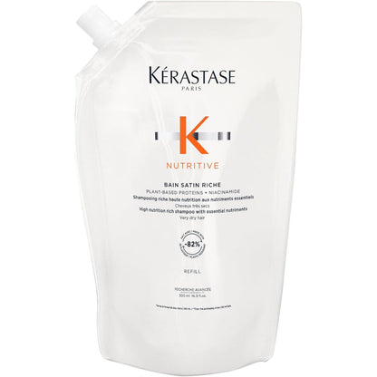 321137 - KÉRASTASE Ushqyes, Shampo Profesionale Hidratuese për Flokë Shumë të Thatë, 500 ml, Formulë Super Ushqyese me Niacinamidë dhe Glicerinë, Bain Satin Riche