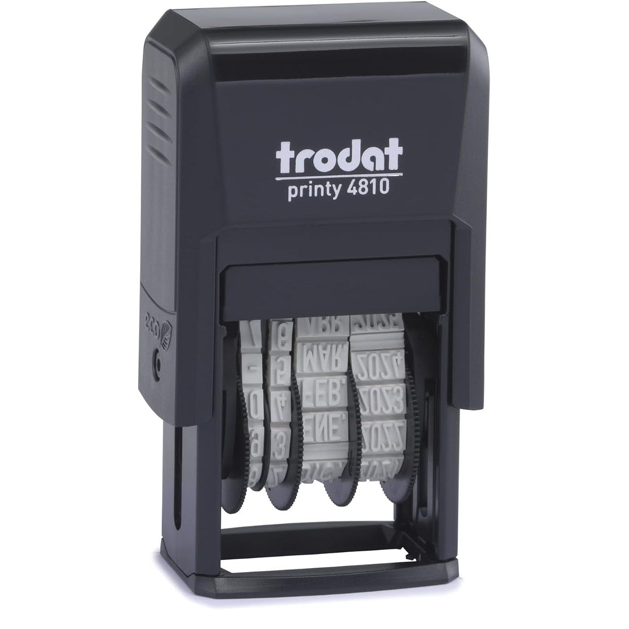 277137 - Trodat Printy 4810 Vula e datës, muaj të shkurtuar në spanjisht, lartësia e datës 3.8 mm, me vetë-bojë, bojë e zezë