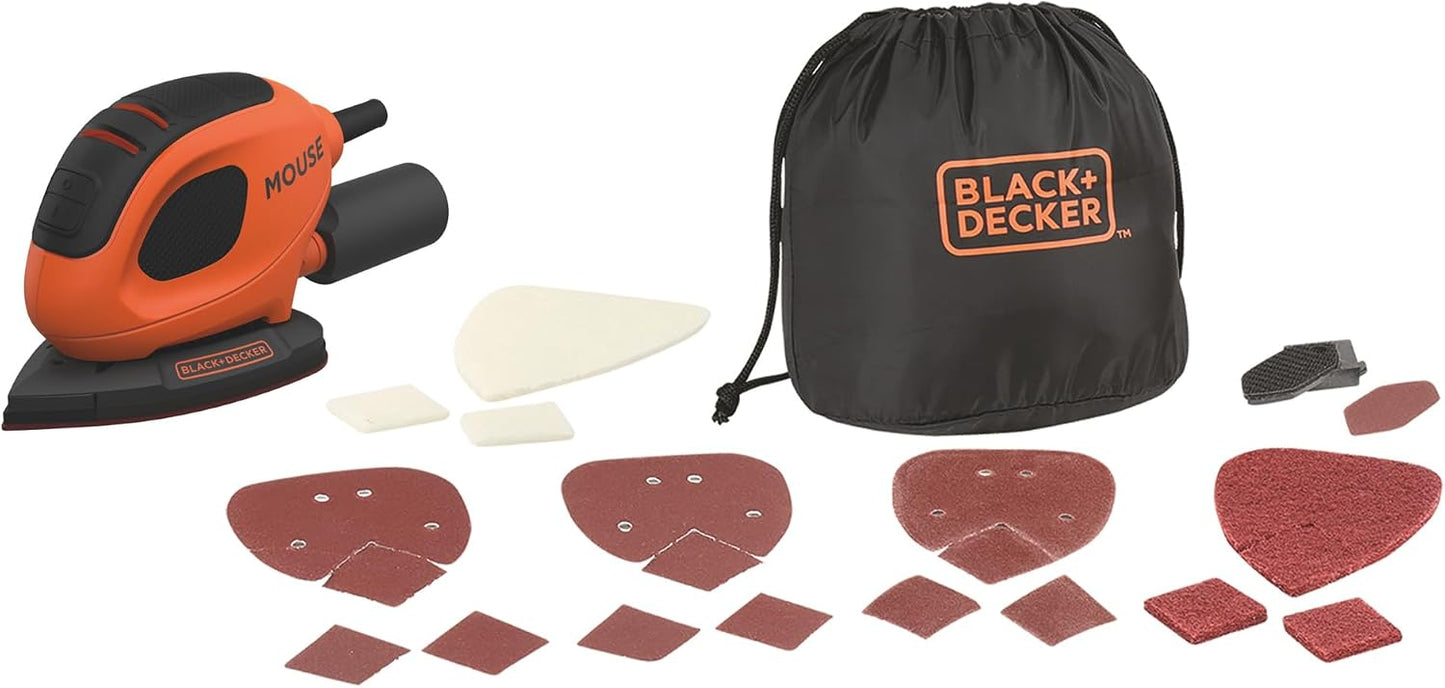 288859 - BLACK+DECKER BEW230BCA Makinë lëmuese për detaje, 55W, 11,000 RPM, diametër orbite 1.5 mm, 10 aksesorë, çantë mbajtëse