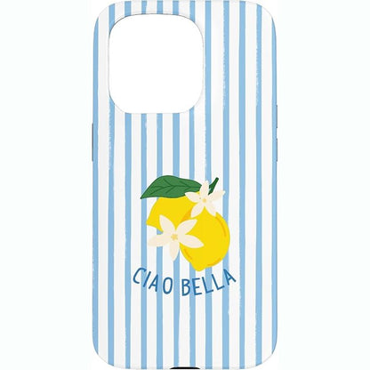 305447 - Mbështjellës për iPhone 15 Pro Ciao Bella, me vija blu limoni, ngjyrë vere italiane