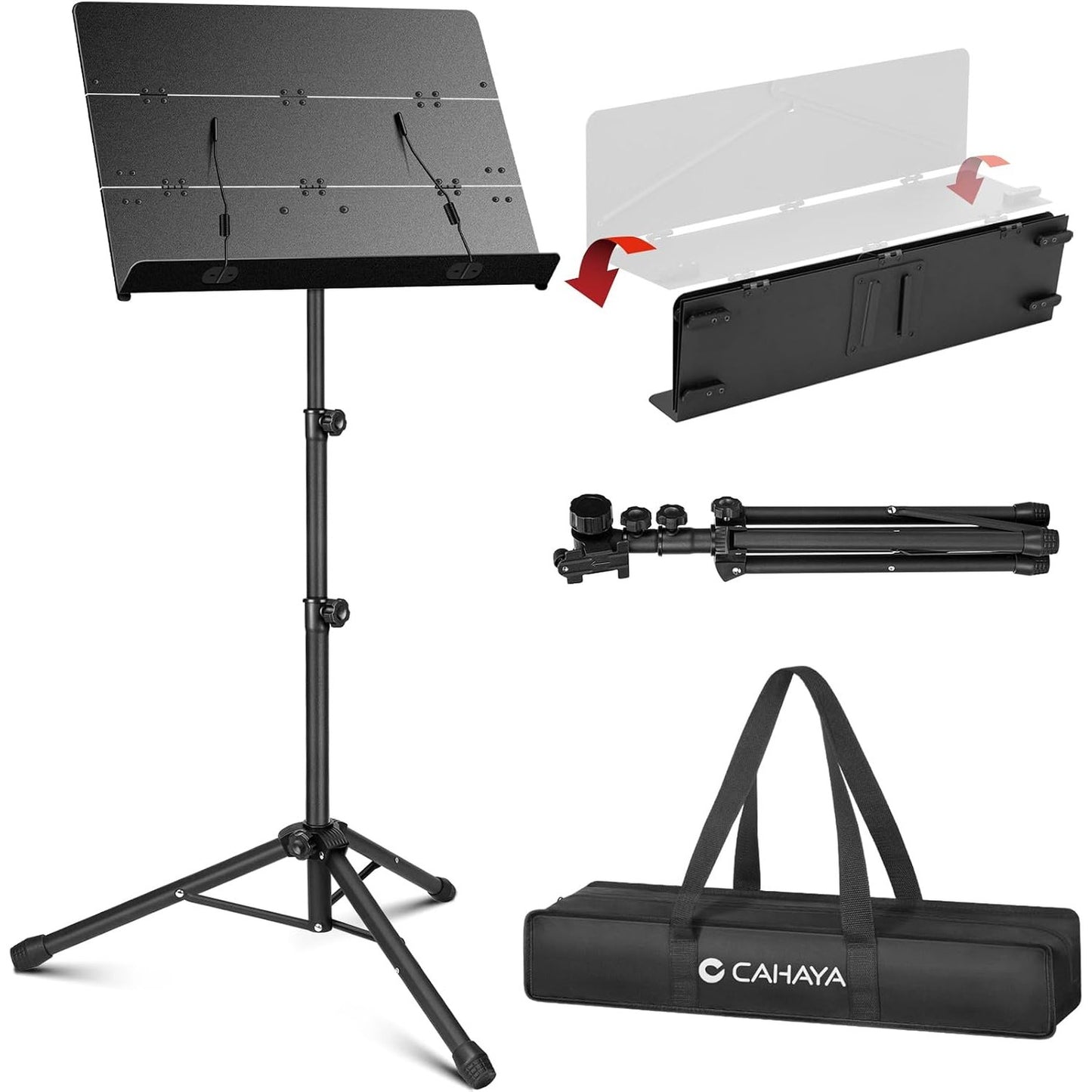 288655 - CAHAYA Stenda muzikore, e zezë mat, materiali: rezistente ndaj gërvishtjeve, me dy qëllime, metal, portative, e qëndrueshme, e rregullueshme në lartësi, me çantë, modeli CY0317