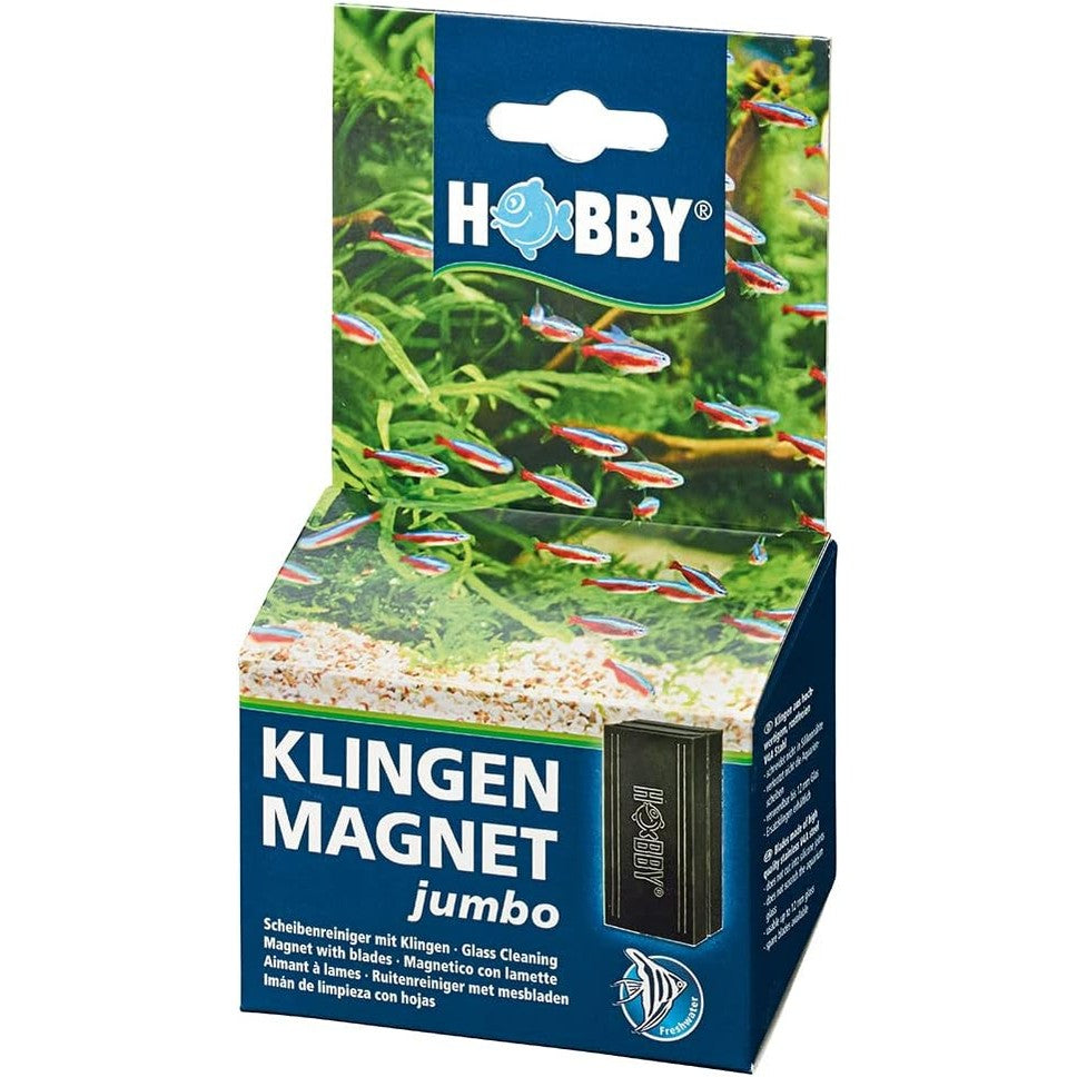 262711 - HOBBY Magnet Jumbo me Teh, për xham deri në 12 mm, Pastrues Akuariumi me tehe çeliku inox