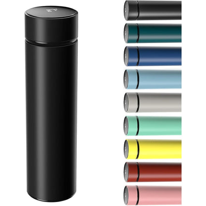 219636 - HOMEALEXA Termos 500ml, Gotë/Shishe uji e izoluar me vakum nga çelik inox 304, Ekran LED me prekje për temperaturën, e përshtatshme për shtëpi, zyrë, udhëtime, sporte (A-E zezë)