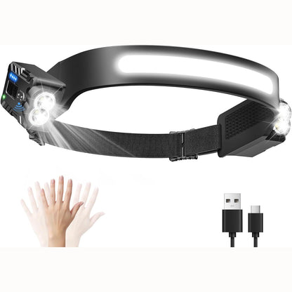 206210 - DIBONIUR Llambë Koke LED Ultra E Fuqishme, Rikarikueshme, IPX4 e Papërshkueshme nga Uji, me 8 Mënyra Ndriçimi dhe Sensor Lëvizjeje, e Përshtatshme për Kamping, Vrapim, Peshkim