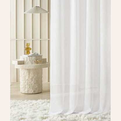 257039 - ROOM99 PERDE VOILE TRANSPARENTE NOVELIA ME VRIMA, 140 X 260 CM, ELEGANCË KLASIKE E BARDHË, PËR SHTËPI, DHOMË NDENJES, DHOMË GJUMI DHE DRITARE TË BRENDSHME, 1 COPË