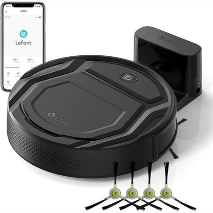 157011 - LEFANT ROBOT - Fshesë Robotike me Kapacitet Suge 2200Pa, Pa Ngatërresa, Trup i Hollë 7.6 cm, Vetë-Karikuese, Përkrah Wi-Fi/Aplikacion/Alexa, Kohë Punë 120 Minuta, 6 Modele Pastrimi, Ideal për Dysheme të Forta dhe Qime Kafshësh Shtëpiake