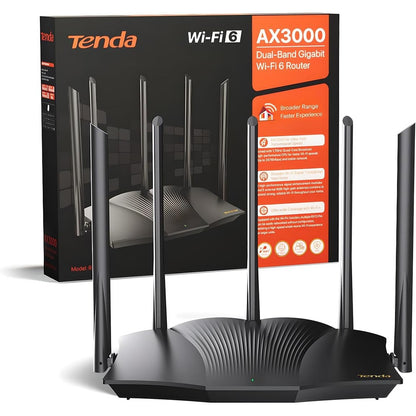 308786 - TENDA Router RX12 Pro, WiFi 6 AX3000, dy banda Gigabit, 2404Mbps/5GHz + 574 Mbps/2.4GHz, 4 porta Gigabit, bandë më e madhe 160MHz, WiFi+ Mesh, OFDMA/VPN/WPA3/IPV6/TWT
