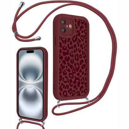 277100 - XYLOTA Mbrojtëse me Lidhëse për iPhone 16 6.1'', Mbrojtëse Estetike me Rrip të Rregullueshëm të Qafës, Litar i Butë Silikoni, Mbrojtje e Kamerës, Mbrojtëse Parakolpi me Model, Leopard