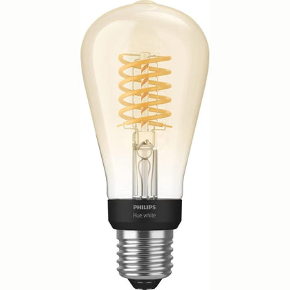 184016 - PHILIPS HUE Llamba LED me Filament, Pako Prej 1, E27, Edison ST72, Ndriçim i Qëndrueshëm, Spektri i Dritës nga e Ngrohtë deri e Ftohtë, Me Errësim, Lidhje Bluetooth dhe Bridge, i Përshtatshëm për Alexa dhe Google Home