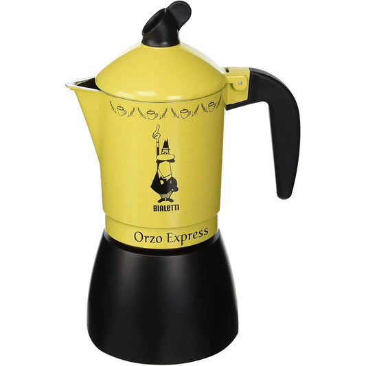 135878 - BIALETTI Makinë Kafeje Orzo Express, Kapaciteti 2 Filxhanë, e Përshtatshme për Përgatitjen e Orzo Espresso, Nuk Përdoret me Induksion, Ngjyra e Verdhe