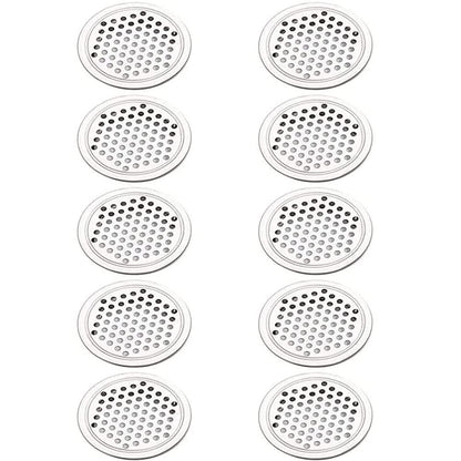 335620 - LATRAT Hapësira metalike ventilimi, Mbulesë e rrumbullakët ventilimi, 10 copë, Grilë çeliku inox, 53 mm