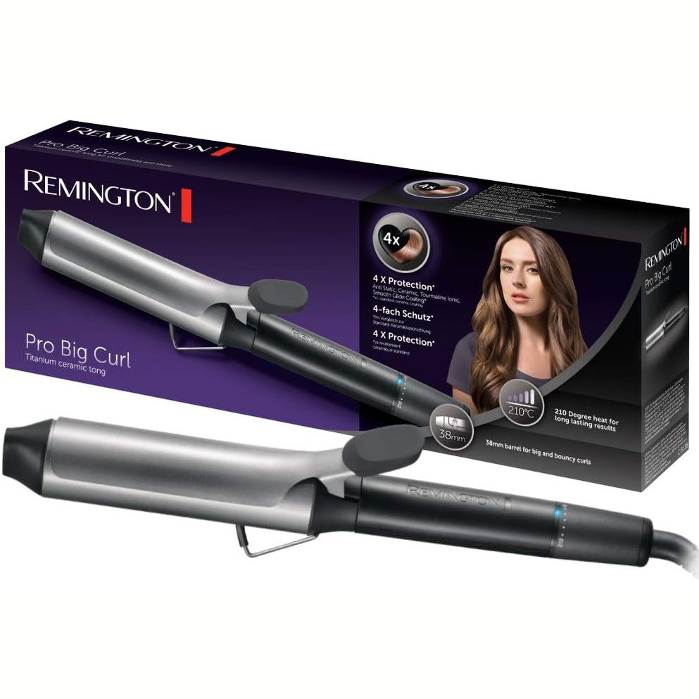 336242 - REMINGTON, Hekur kaçurrela Pro Big Curl CI5538, 38 mm, Mbrojtje 4-kahëshe, Veshje turmaline dhe qeramike, Ekran dixhital deri në 210°C