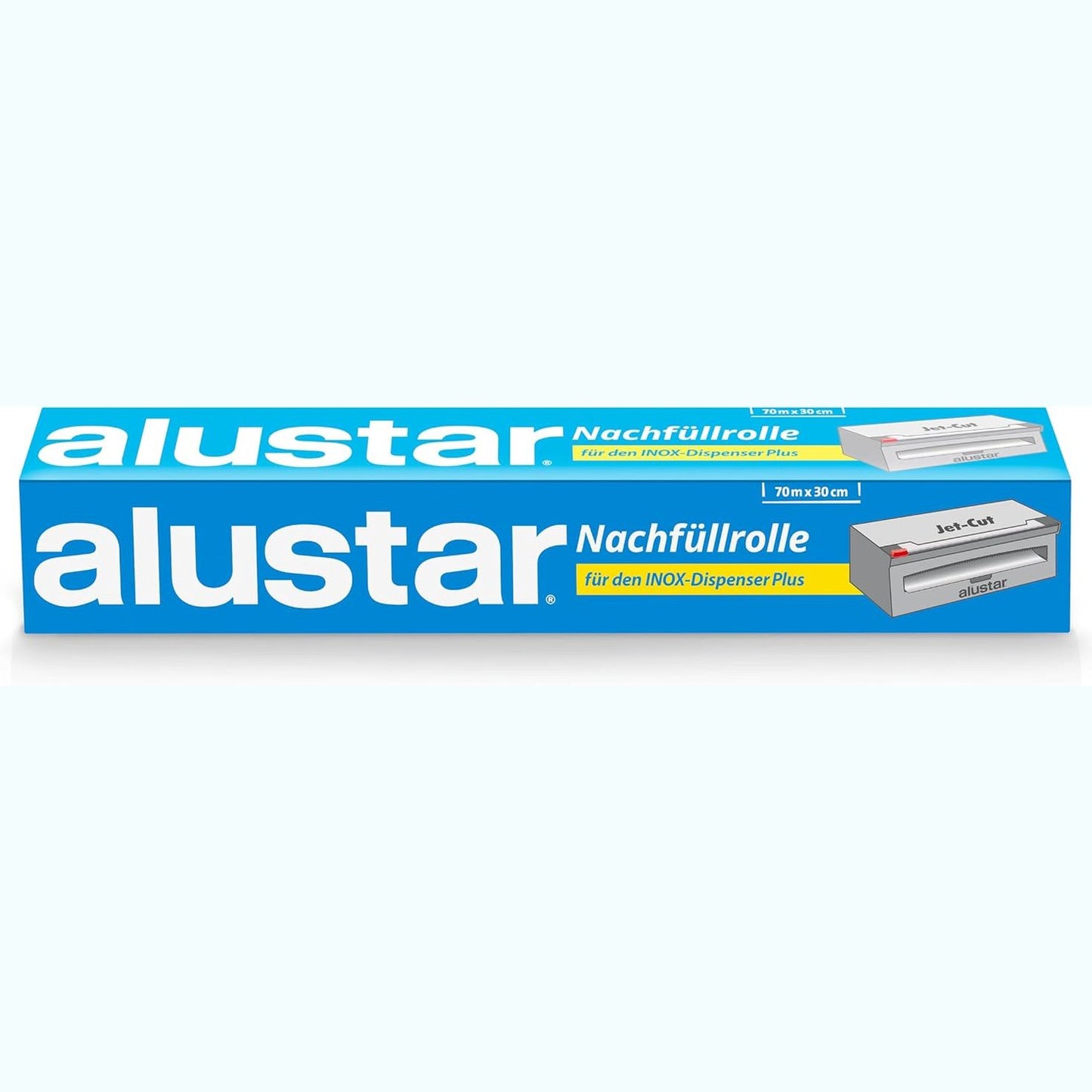 318010 - Alustar Rrotull mbushës për çelik inox + dozator, Catering 30cm x 70m, fletë alumini shumë e fortë, 1 pako