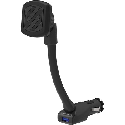 266700 - SCOSCHE Mbajtëse magnetike për telefonin e makinës, adaptor USB për çakmak, prizë 12V, krah i rregullueshëm, dorezë magnetike e sigurt, karikues USB i integruar për telefonat iPhone dhe Android