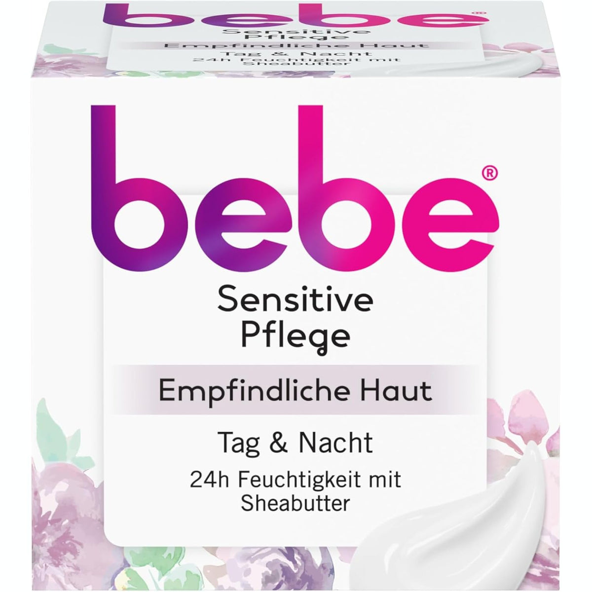 302634 - BEBE SENSITIVE CARE 50ml - Hidratim 24 orësh për lëkurë të ndjeshme me gjalpë shea, ndihet këndshëm në lëkurë dhe ka një aromë delikate.