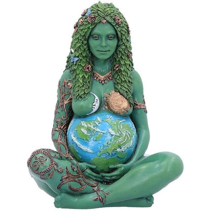 209269 - NEMESIS NOW Statujë Arti Figurë Ethereal Nënë Tokë Gaia, e Pikturuar, Material Jeshile, Madhësi 17.5 cm