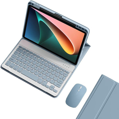 273161 - KMXDD Mbulesë Tastiere Mausi për iPad Mini A17 Pro 2024, Mbulesë iPad Mini e Gjeneratës së 6-të me Taste me Ngjyra, Mbulesë Tastiere Bluetooth e Lëvizshme me Mbajtëse Lapsi (Blu e Mjegullt)