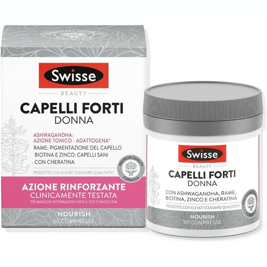 336341 - SWISSE Strong Hair for Women, Shtesë ushqimore me vitamina, minerale dhe ekstrakte natyrale bimore, 30 tableta, 1460 mg