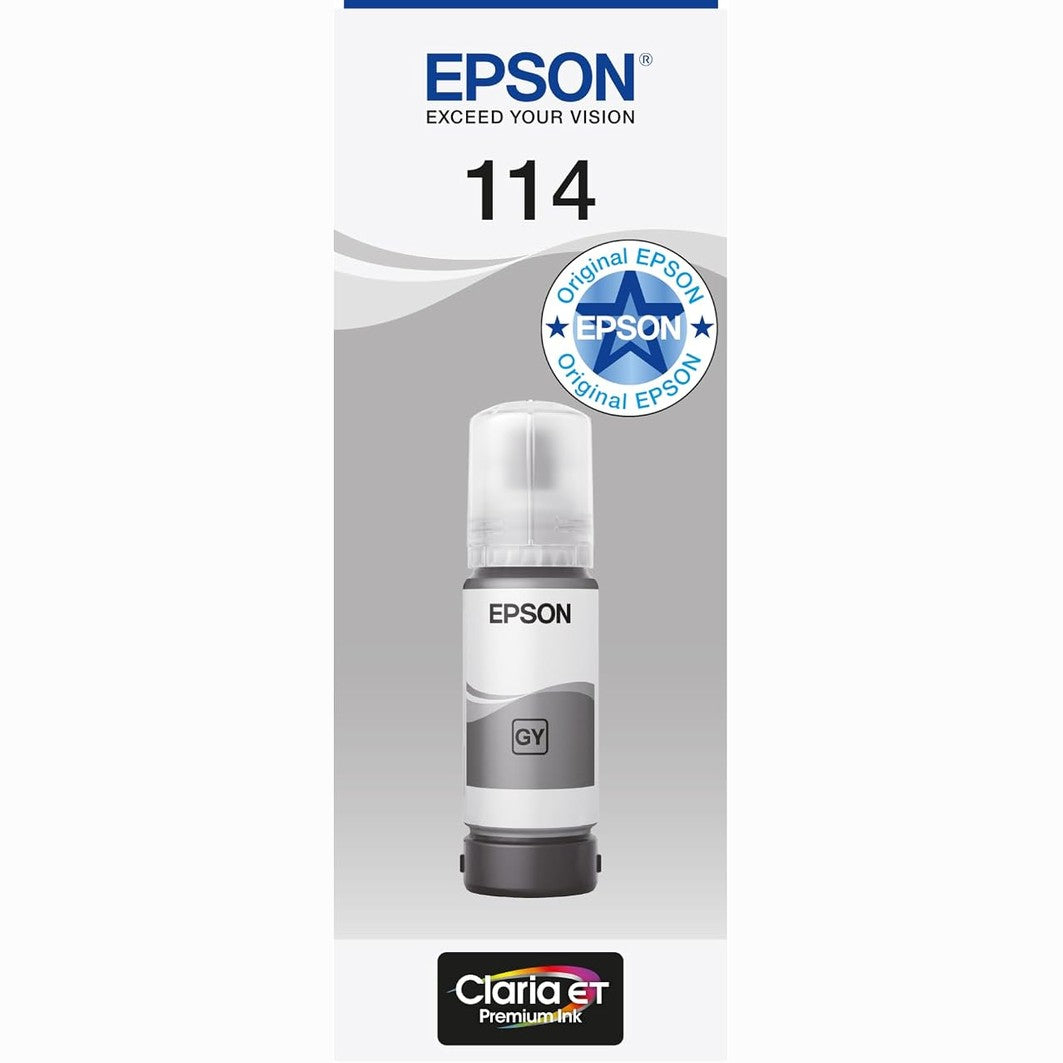 320241 - EPSON Shishe boje origjinale EcoTank 114, Gri, kapacitet i lartë – deri në 6,200 faqe, i pajtueshëm me modelet ET-8500 / ET-8550