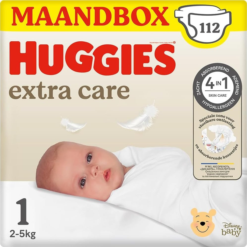 311532 - Huggies Pelena Extra Care për foshnje - Madhësia 1 (2 deri në 5 kg) - 84 pelena me tregues lagështie