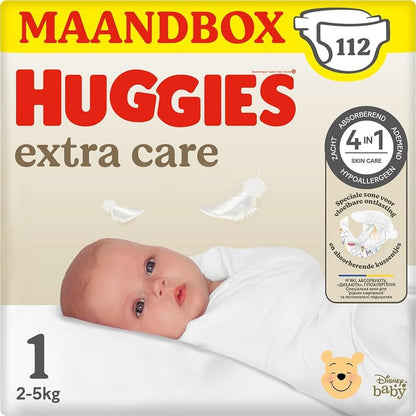 311532 - Huggies Pelena Extra Care për foshnje - Madhësia 1 (2 deri në 5 kg) - 84 pelena me tregues lagështie