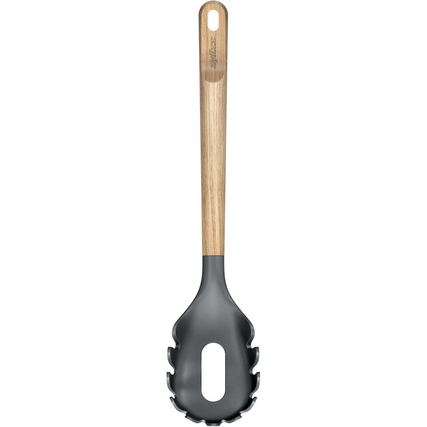 162908 - ZyLISS - Lugë për Spageti, Material Dorezë Lisi dhe Kokë PBT Resistentë ndaj Nxehtësisë, Me Vrima Kullimi, Pajisur me Cilësimin Anti-Gërvishtje, 30 cm, Përshtatshme vetëm për Larje me Dorë