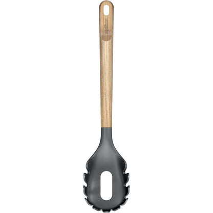 162908 - ZyLISS - Lugë për Spageti, Material Dorezë Lisi dhe Kokë PBT Resistentë ndaj Nxehtësisë, Me Vrima Kullimi, Pajisur me Cilësimin Anti-Gërvishtje, 30 cm, Përshtatshme vetëm për Larje me Dorë